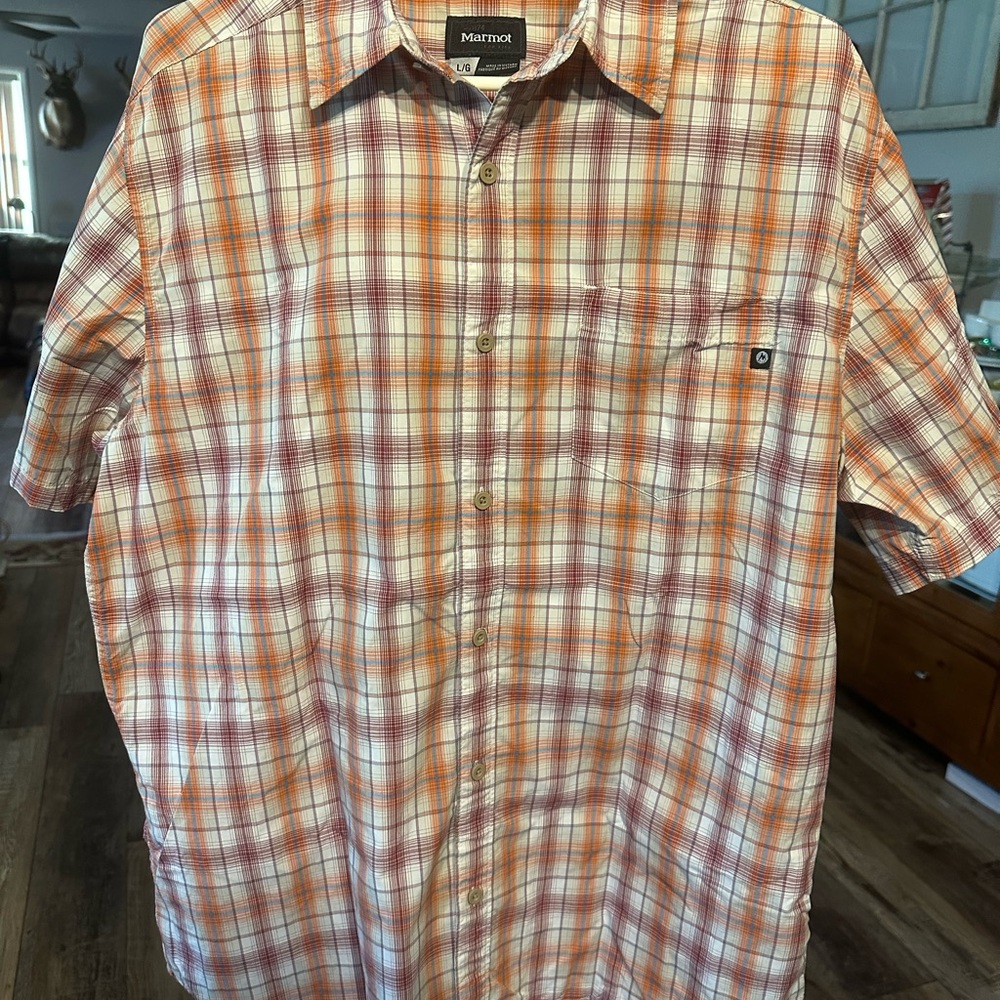 Marmot Men's Orange Plaid Shirt M